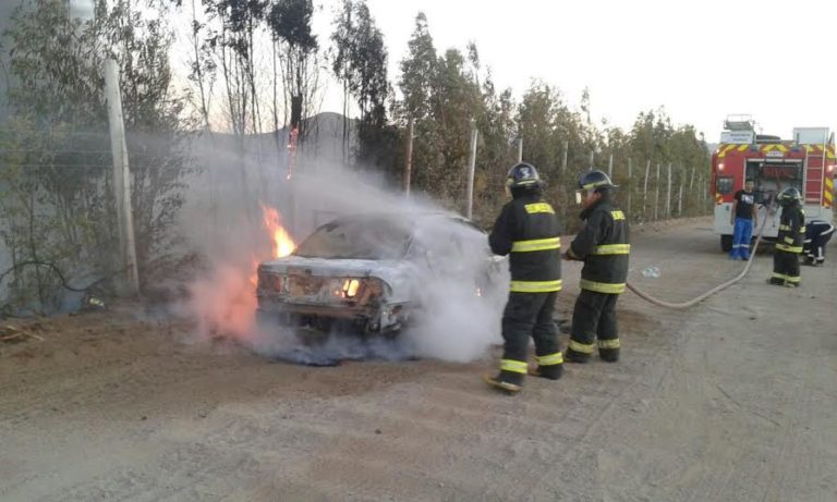 Incendio consume por completo un automóvil en Punitaqui