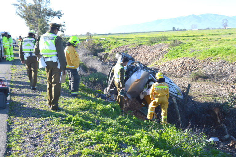 El vehículo cayó a un costado de la carretera. Foto: Romina Navea R.