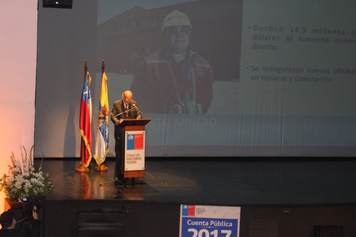 El ministro de Minería durante la presentación de su Cuenta Pública en el TMO