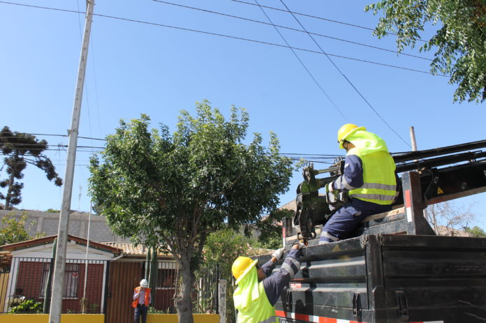 Personal de la empresa CGE se dirigió al lugar para reparar el cable afectado