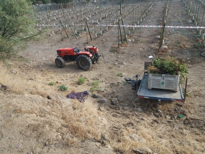 El lugar donde ocurrió el grave accidente al interior de un fundo en Chañaral Alto. Crédito: Cedida