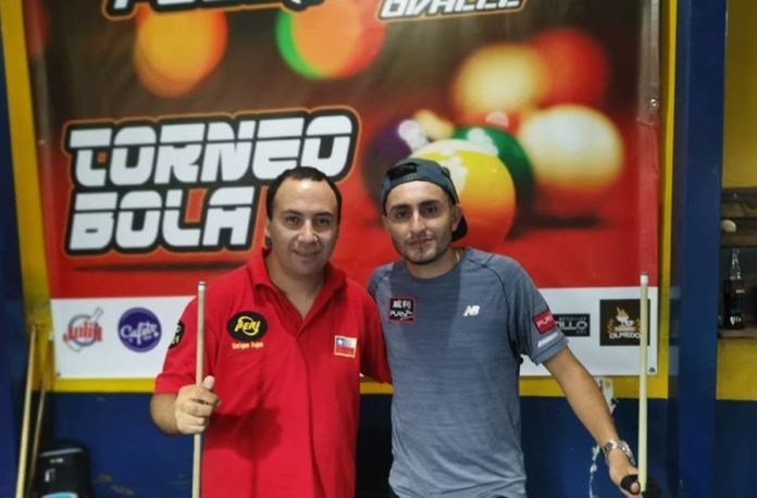 Primer y segundo lugar del Torneo Interregional Bola 9 de Ovalle, Enrique Rojas y Maximiliano Ossandón.